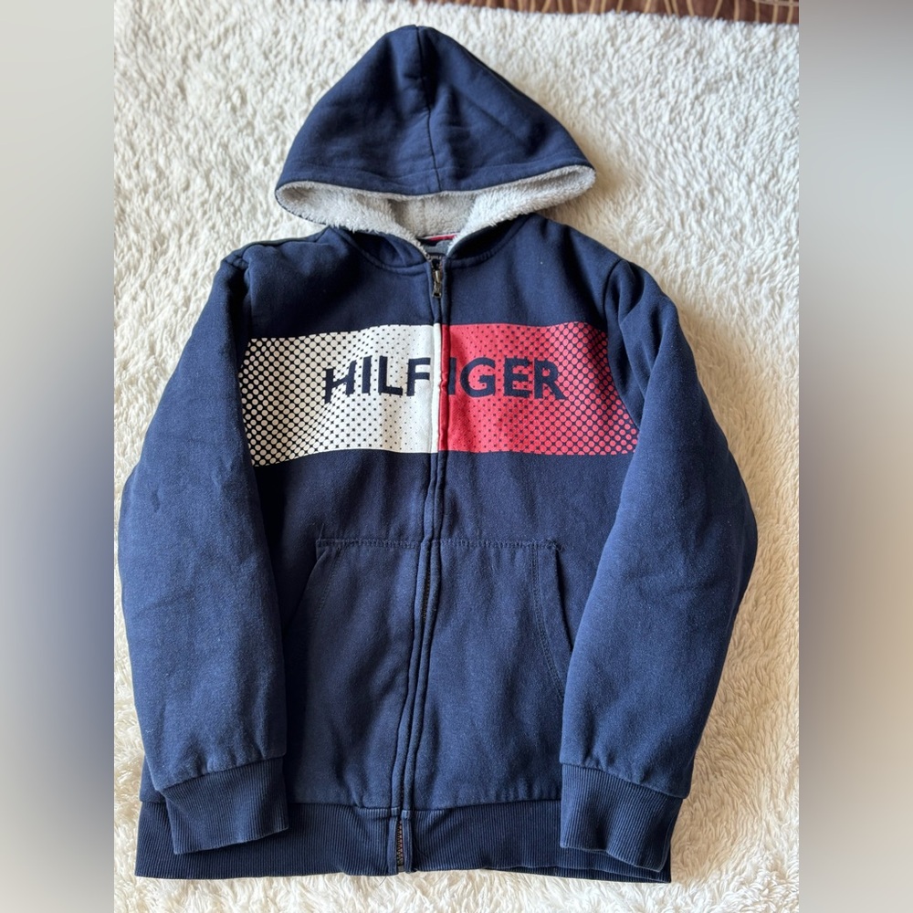Tommy Hilfiger Kids Navy and Red Hoodie Jacket